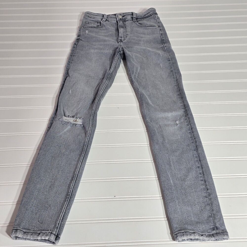Zara Women’s Skinny Jeans Distressed Light Grey Size 4